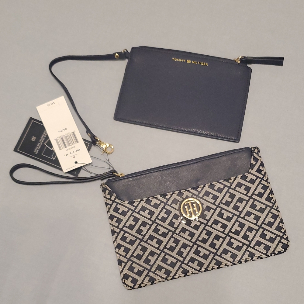 Tommy Hilfiger Navy and Monogram Wristlet Duo